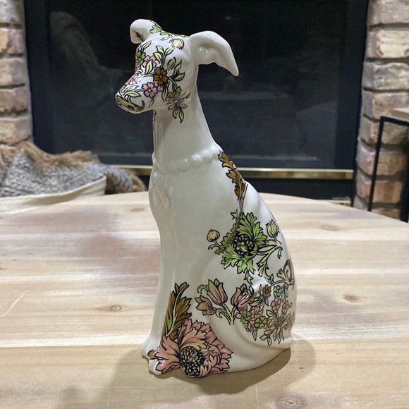 Anthropologie Floral Dog Vase - White and Pink - Picture 2 of 10